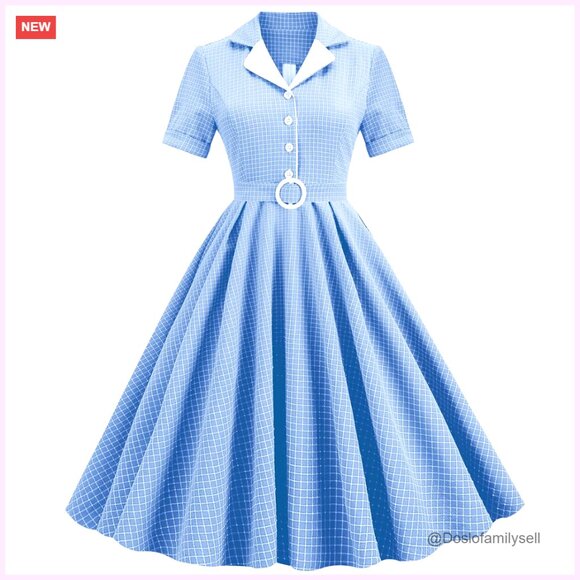 Vintage 1950s Swing Dress Peter Pan Collar A-Line Midi Cocktail Party